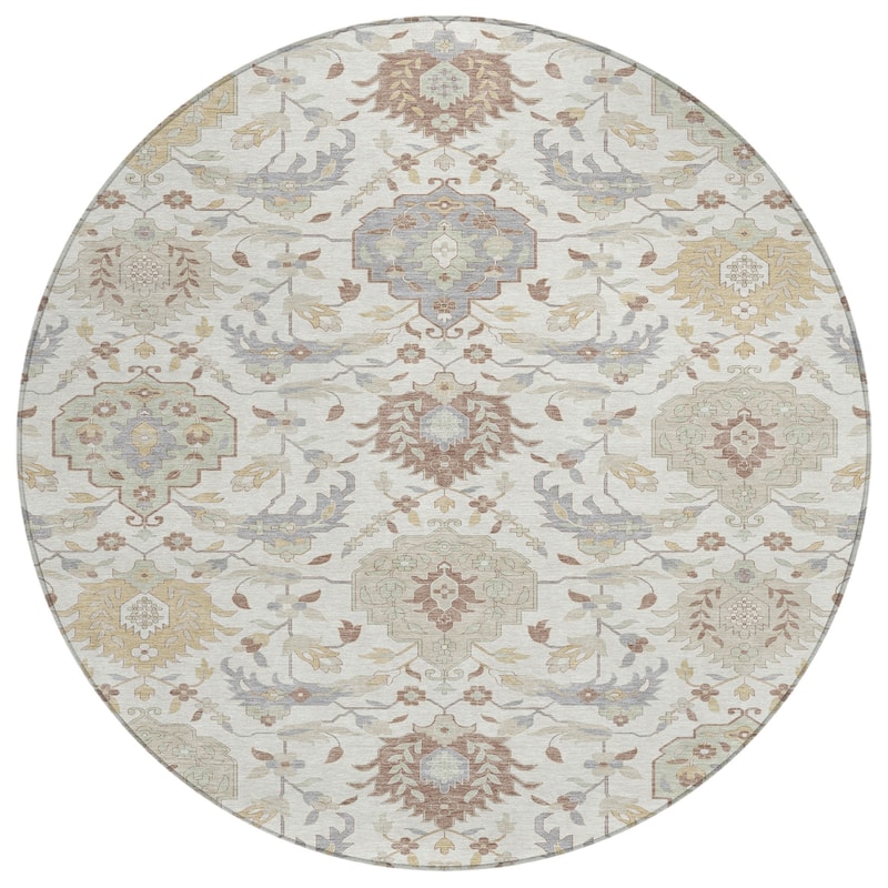 Machine Washable Indoor/ Outdoor Traditional Kashan Chantille Rug