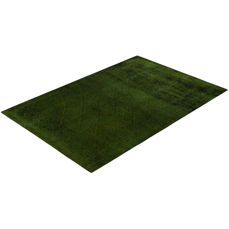 Overdyed One-of-a-Kind Hand-Knotted Area Rug - Green - 5' 3" x 7' 8"