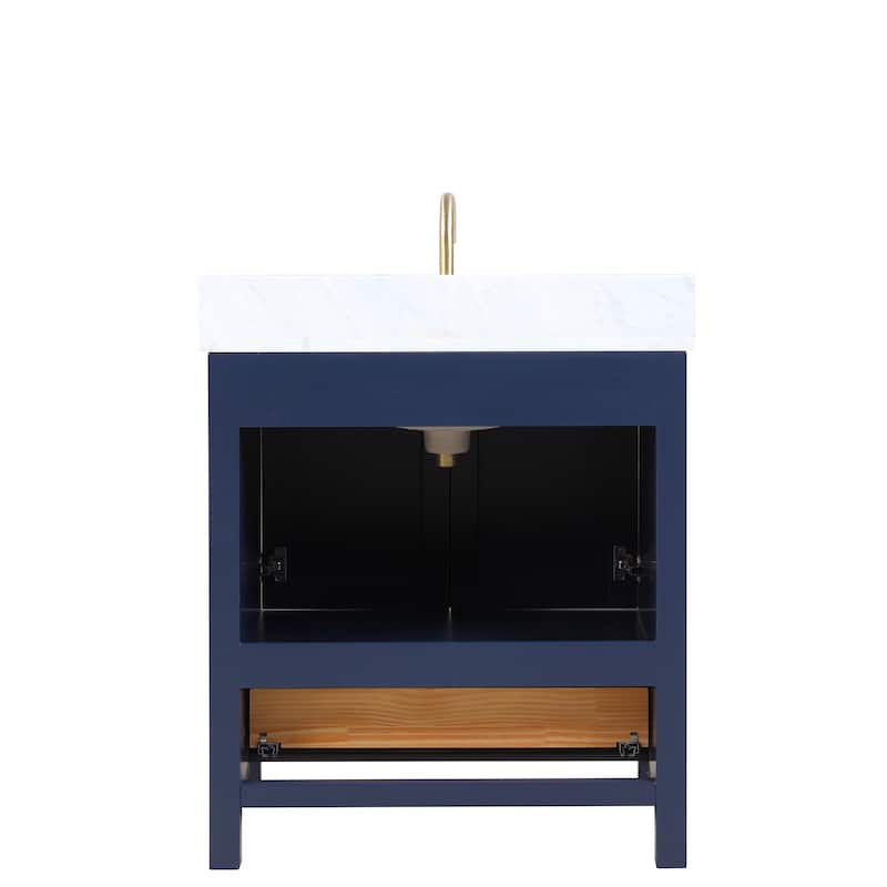Blossom Geneva 30" Bathroom Vanity with Marble Top, Sink & Mirror