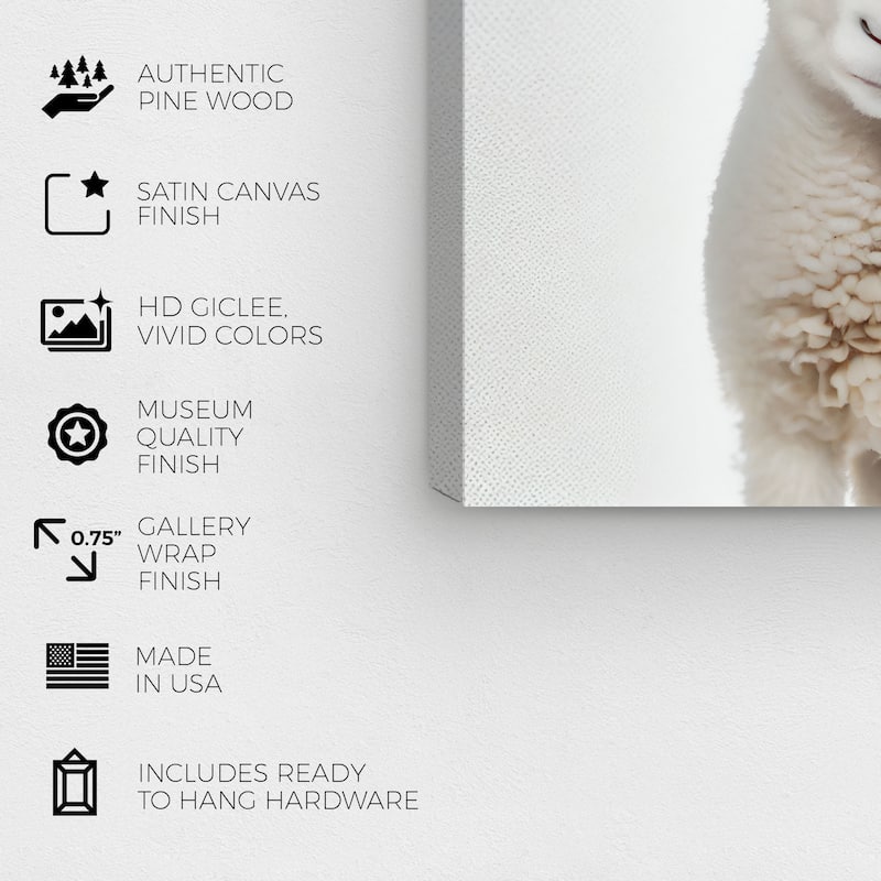 Wynwood Studio Canvas Animals Baby Animal Lamb White and Farmhouse Wall Art Canvas Print - White,