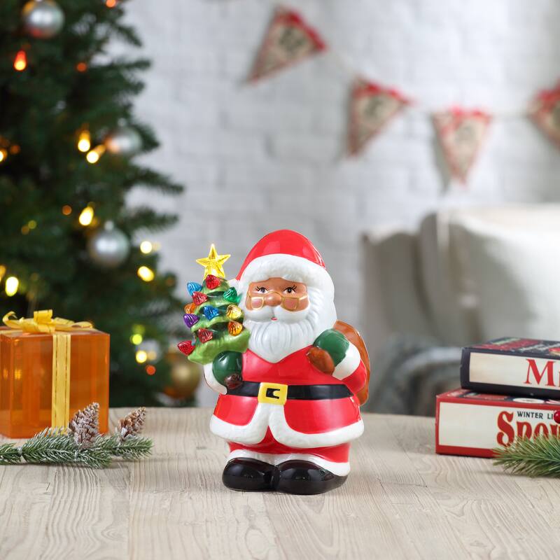 9 in. Nostalgic Ceramic Figure - Black Santa