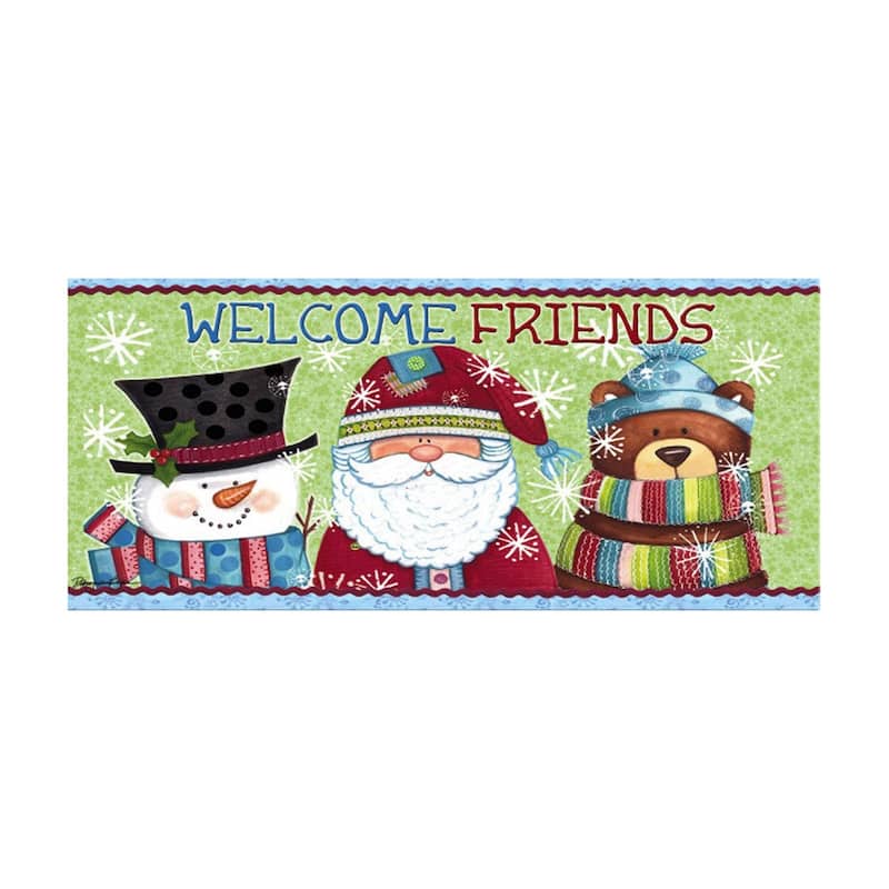 Sassafras Fall Holiday Set of 5 Door Mats with Rubber Display Frame, Collection #4 - Multi-Color