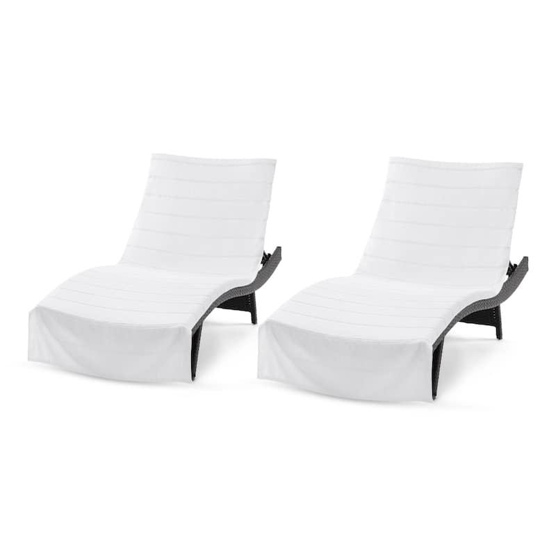 Las Rayas 2-Piece Chaise Lounge Towel Covers with Top Pocket - 30x85