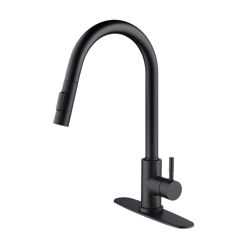Matte Black Touch Kitchen Faucet with Pull Down Sprayer - spout Height:16.49 inches