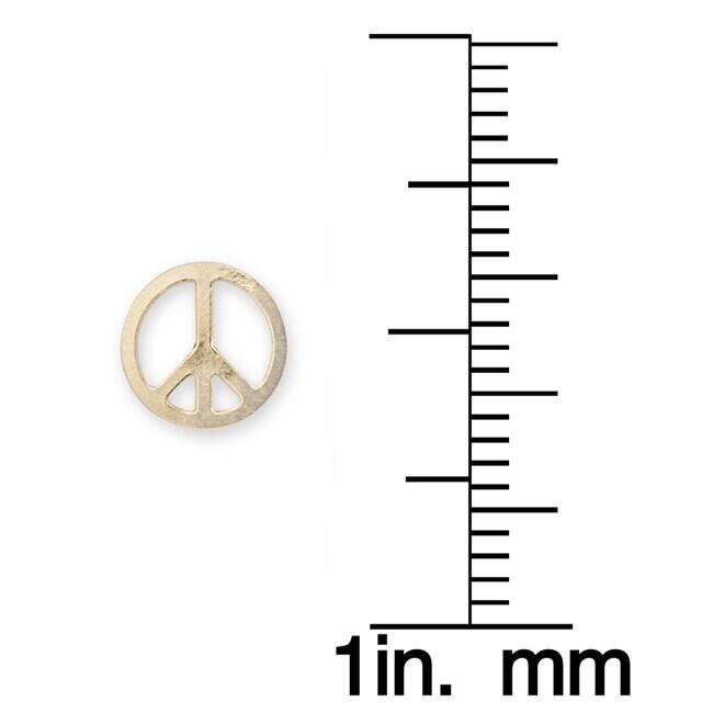 Curata 14k Yellow Gold Children's Peace Sign Stamping Stud Earrings