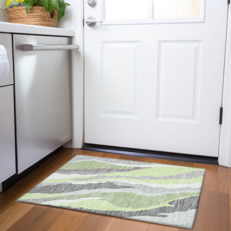 Premium Washable Super Soft Mid Century Modern Mayfield Rug - Mint - 1'8" x 2'6"