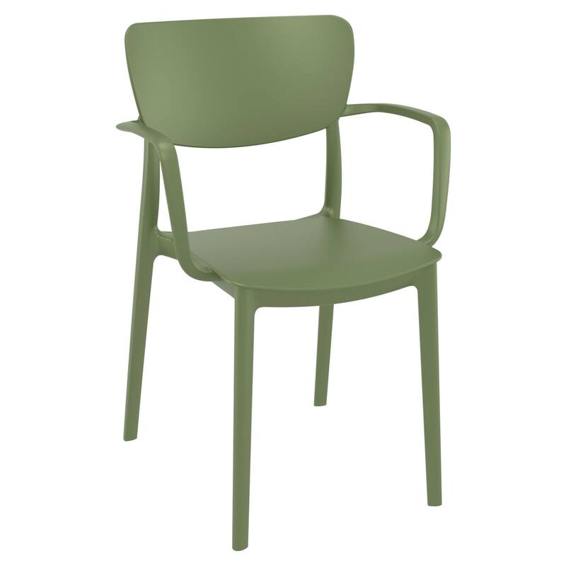 33" Olive Green Solid Stackable Patio Dining Arm Chair