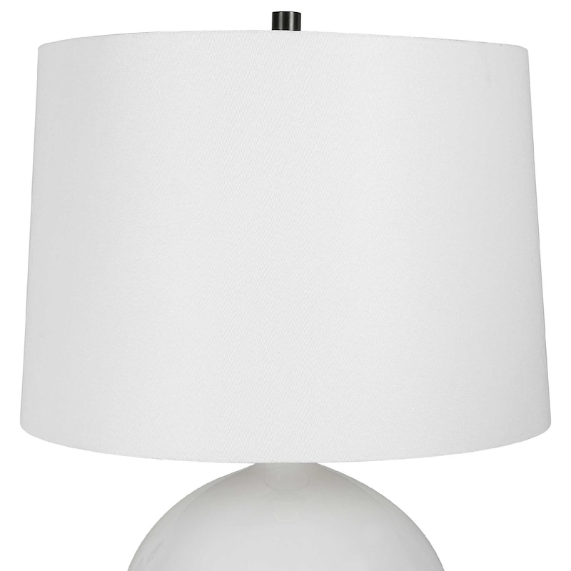 Glossy Collar Table Lamp with Tapered Shade - 26" - White and Black