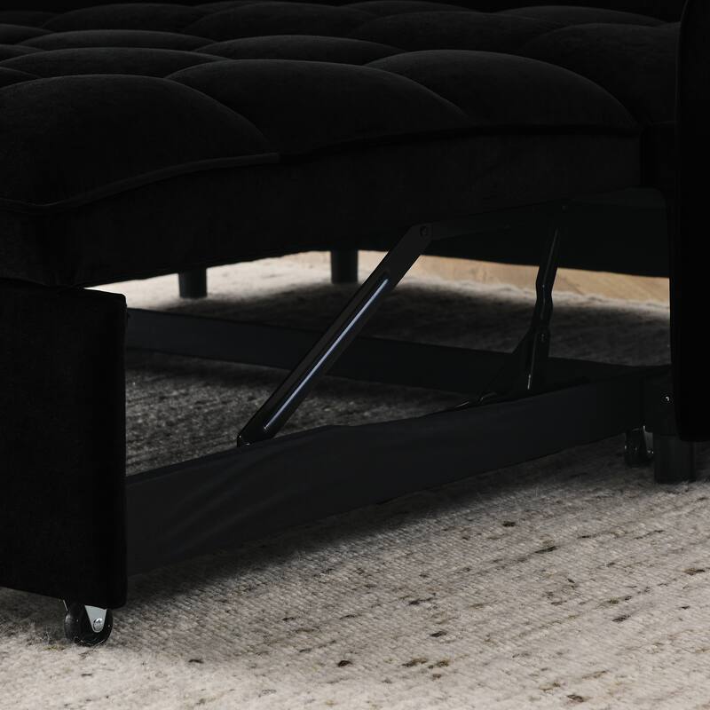 Roomfitters Velvet Loveseat Sofa Bed with Pull-Out Bed, Adjustable Back, USB & Type-C Charging, Arm Pockets