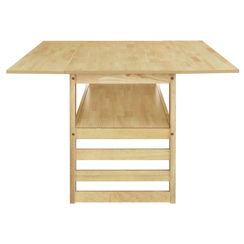 Roomfitters Modern 5-Piece 47.2" Extendable Square Dining Set with Drop Leaves and Storage Shelf