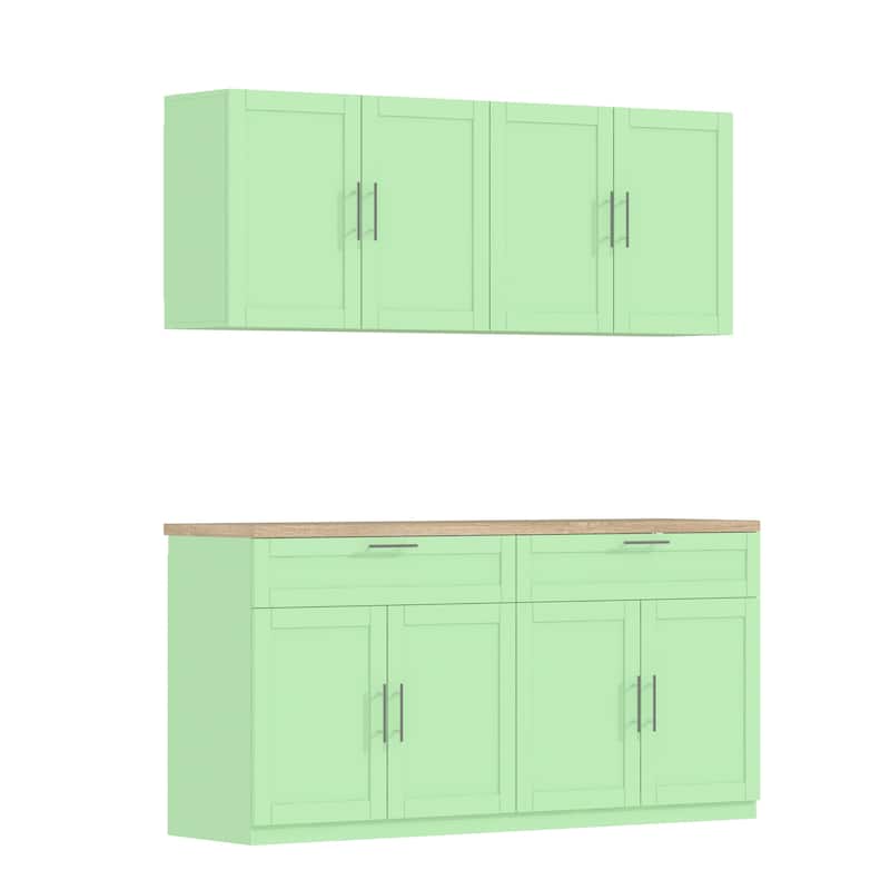 2 Piece Modular Closet Storage Set with Floor and Wall Cabinets Pantry