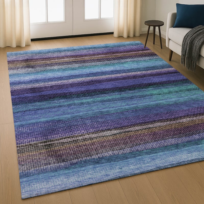 Premium Washable Super Soft Modern Stripe Mayfield Rug - Blue - 8' x 10'