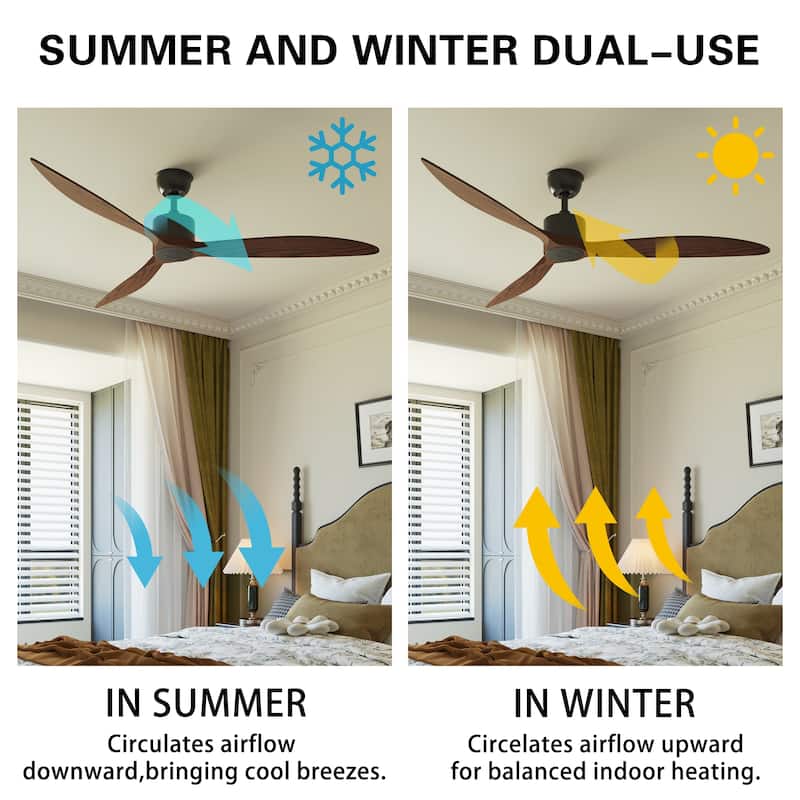 Walnut Ceiling Wood Fan with Remote, 6 Speeds,for All Seasons,Bedroom,Balcony,study