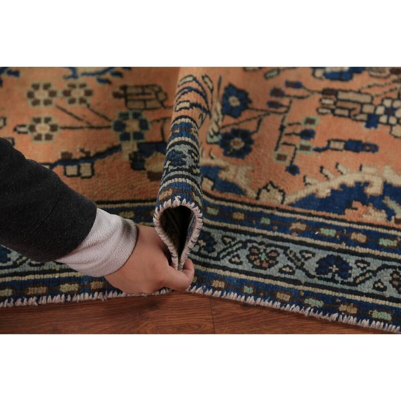 Orange Medallion Hamedan Persian Runner Rug Handmade Wool Carpet - 3'2"x 9'4"