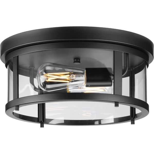 slide 2 of 10, Progress Lighting Gunther 2 Light 13" Wide Indoor / Outdoor Flush Matte Black