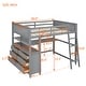 preview thumbnail 9 of 16, Elegant Design Loft Bed with Shelves, Drawers and Desk, Health and Comfort, Full Size, Grey