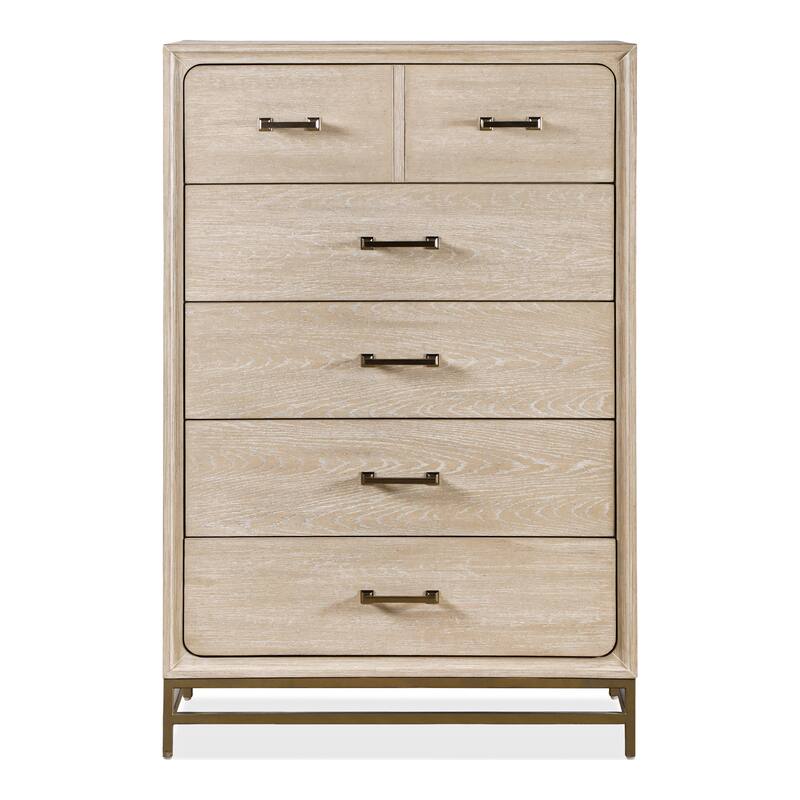 Furniture of America Drayden Transitional Solid Wood 5-Drawer Chest with Metal Legs