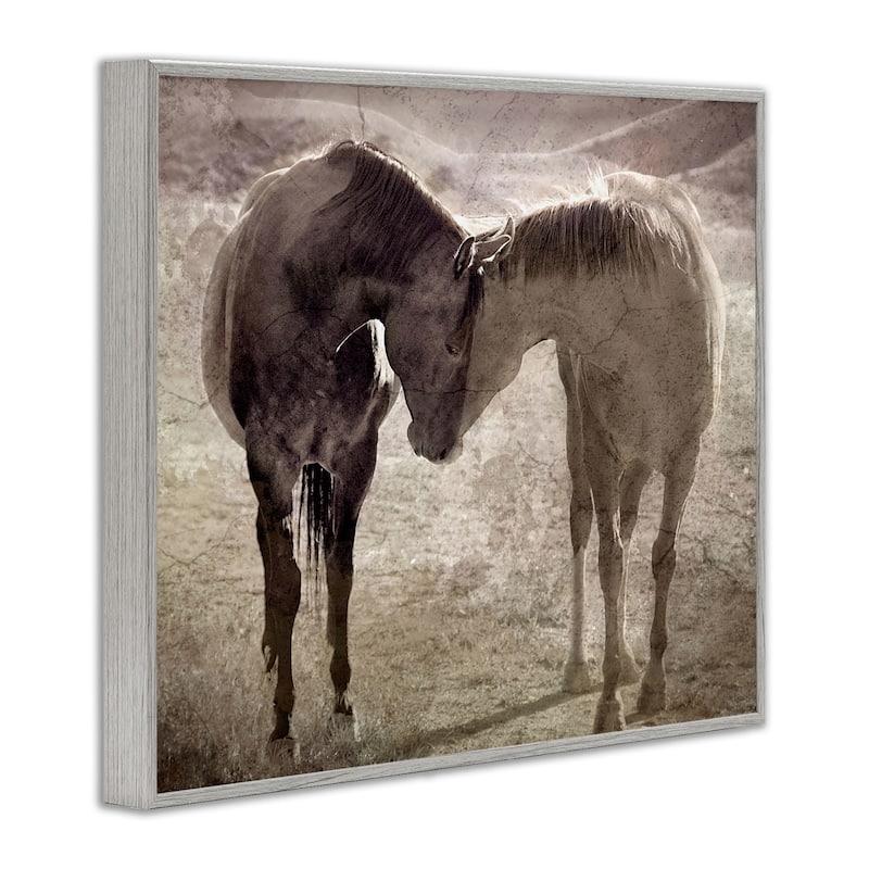 Stupell Muted Horse Pair Hugging Framed Giclee Art Design By Steve Toole