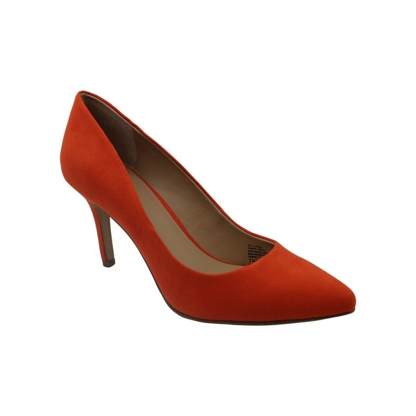 orange low heel shoes
