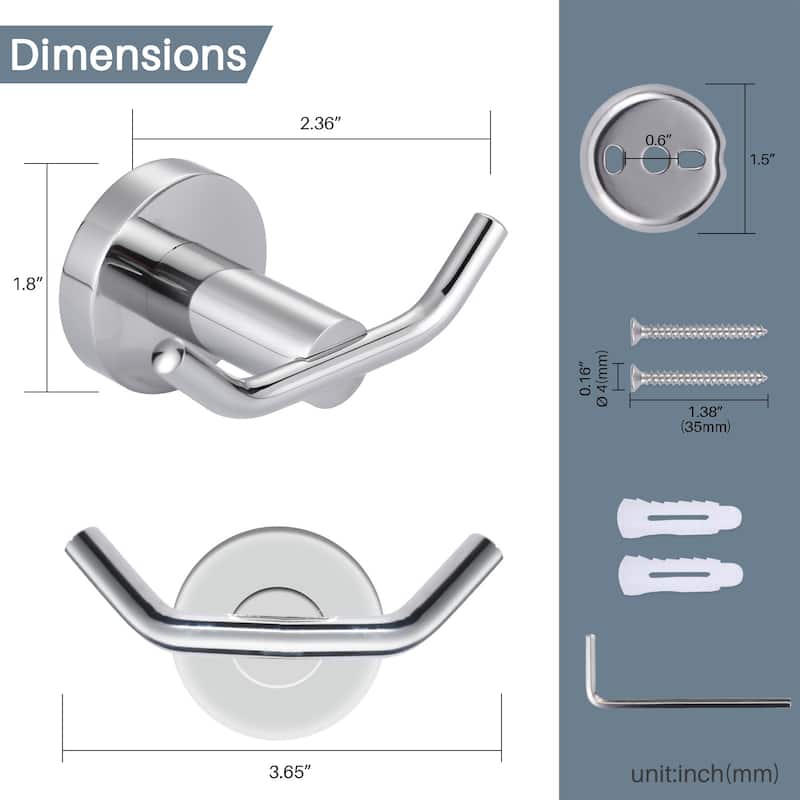 Knob-Hook Double Robe/Towel Hook in Brushed Nickel