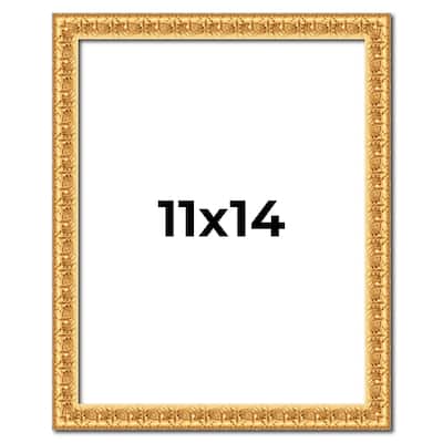 11x14 Frame Gold Real Wood Picture Frame Width 1 inches | Interior