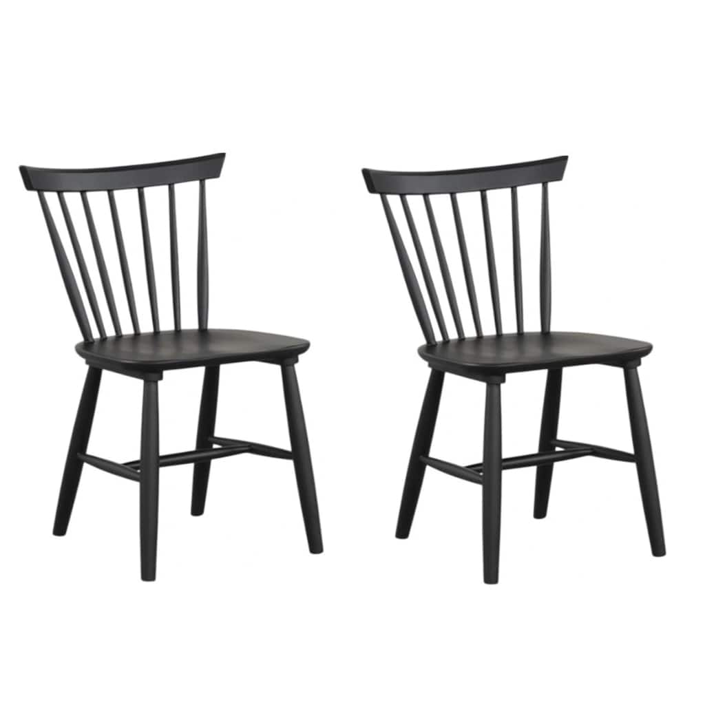 Baylee Side Dining Chair Set of 2, Farmhouse Spindle Back, Black Wood