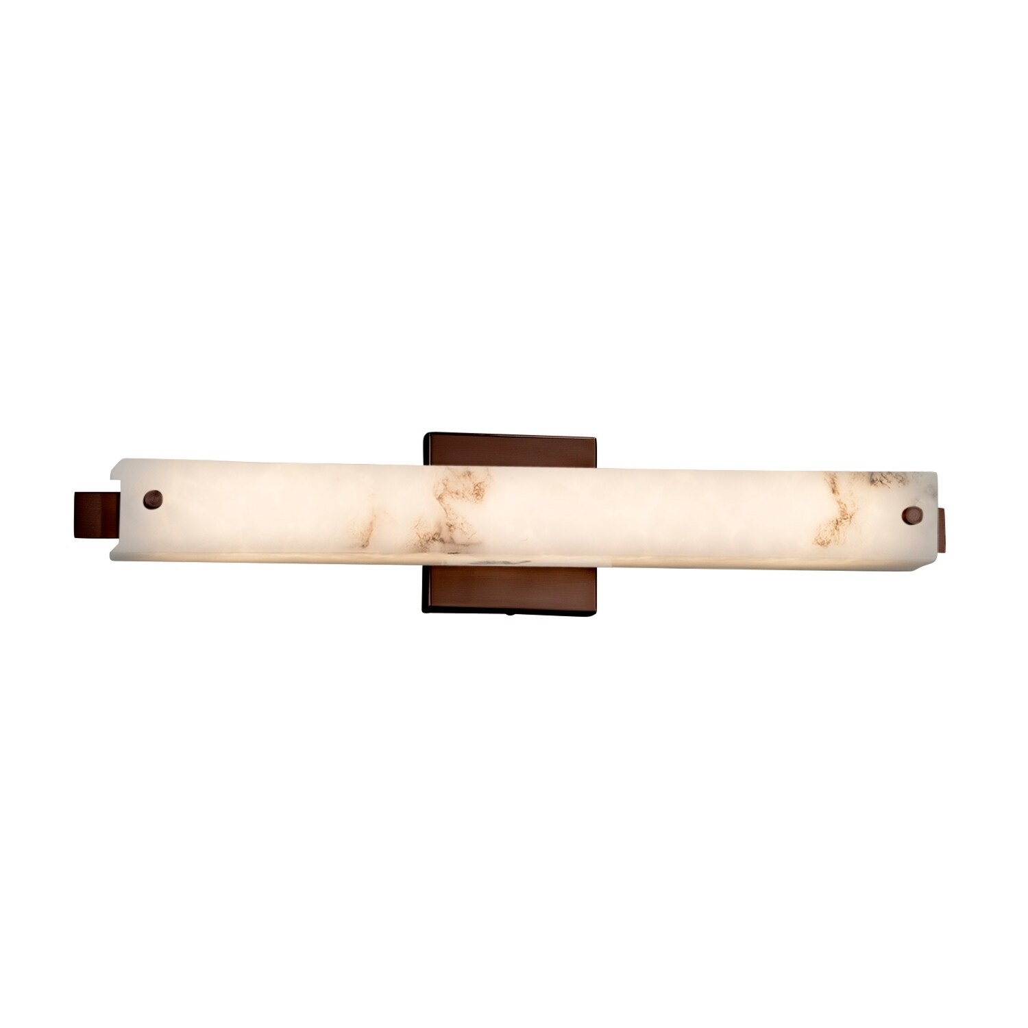 Justice Design LumenAria Edge Dark Bronze ADA Wall/ Bath Bar, Faux Alabaster Shade