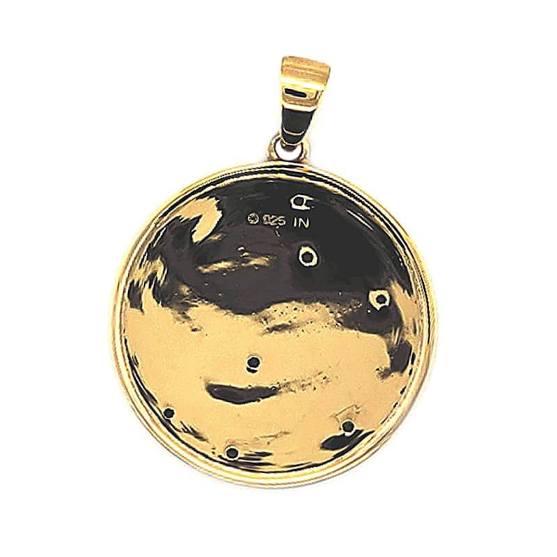 925 Sterling Silver White Natural Zircon and Blue Enamel Filled Capricorn Zodiac Sign Pendant