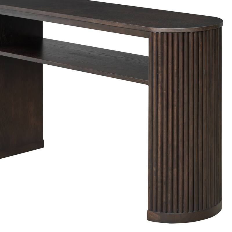 Rustic Console Table Espresso Entryway Table Sofa Table with Fluted ...
