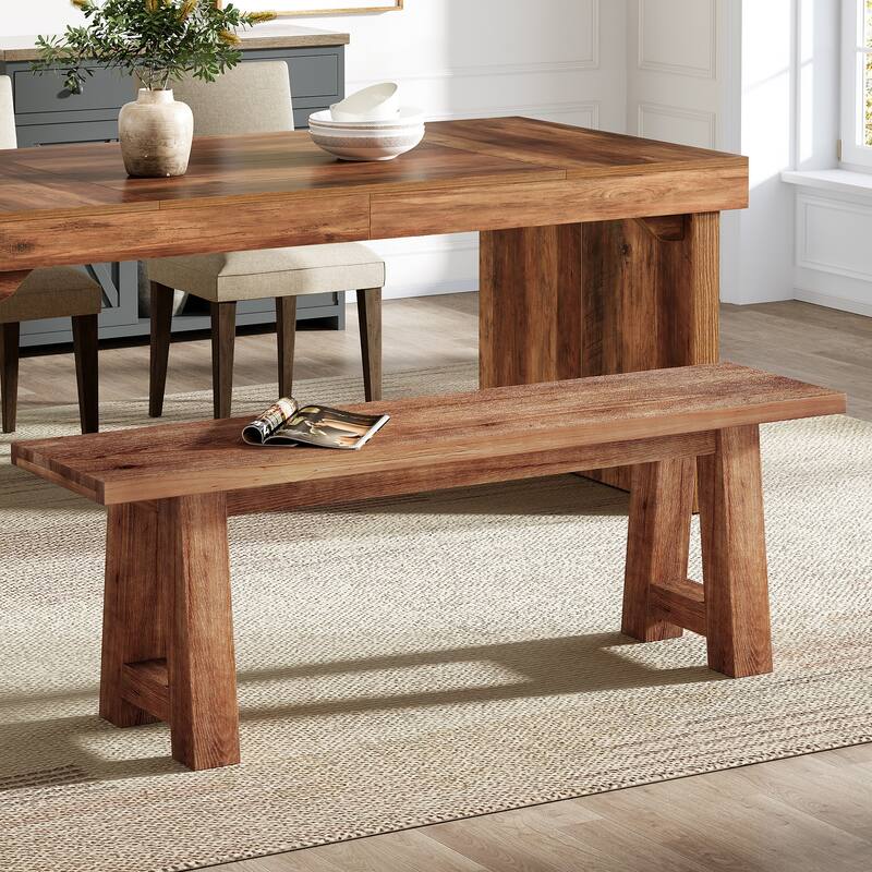 55" Farmhouse Long Bench for Entryway, Dining Room, Hallway