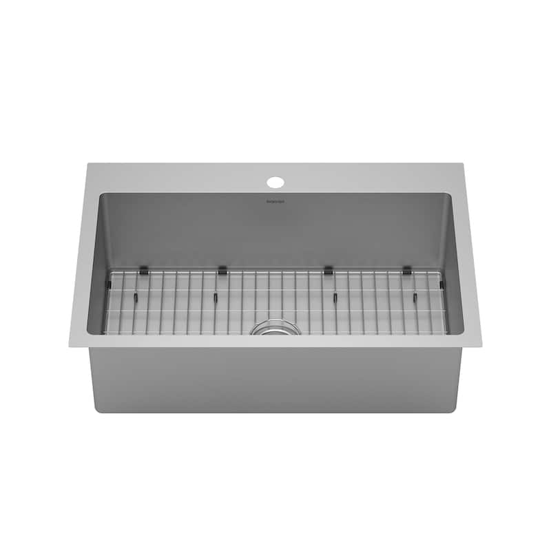 Karran 33" Top Mount Single Bowl Stainless Steel Kitchen Sink Kit