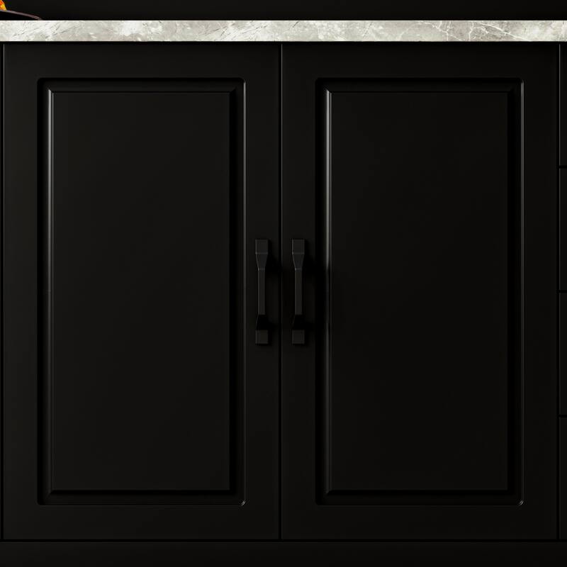 Large Kitchen Island with Storage and Power Outlet, 94.5” Kitchen Island Cabinet with Drawers and Shelves, Kitchen Island