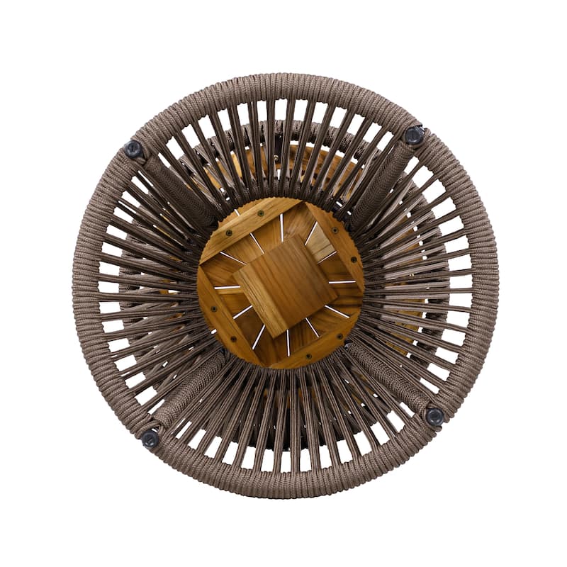 Scott Living - Nara 18.9"H Modern Outdoor Acacia Wood and Woven Rope Side Table, Tapered Cylindrical Silhouettes Design