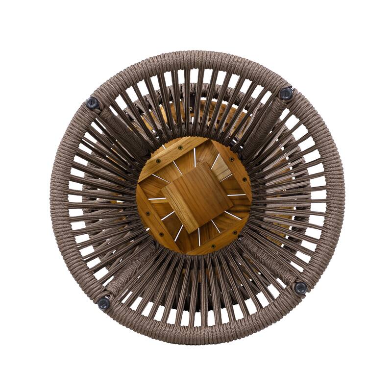 Scott Living - Nara 25.8"H Modern Outdoor Acacia Wood and Woven Rope Side Table, Tapered Cylindrical Silhouettes Design