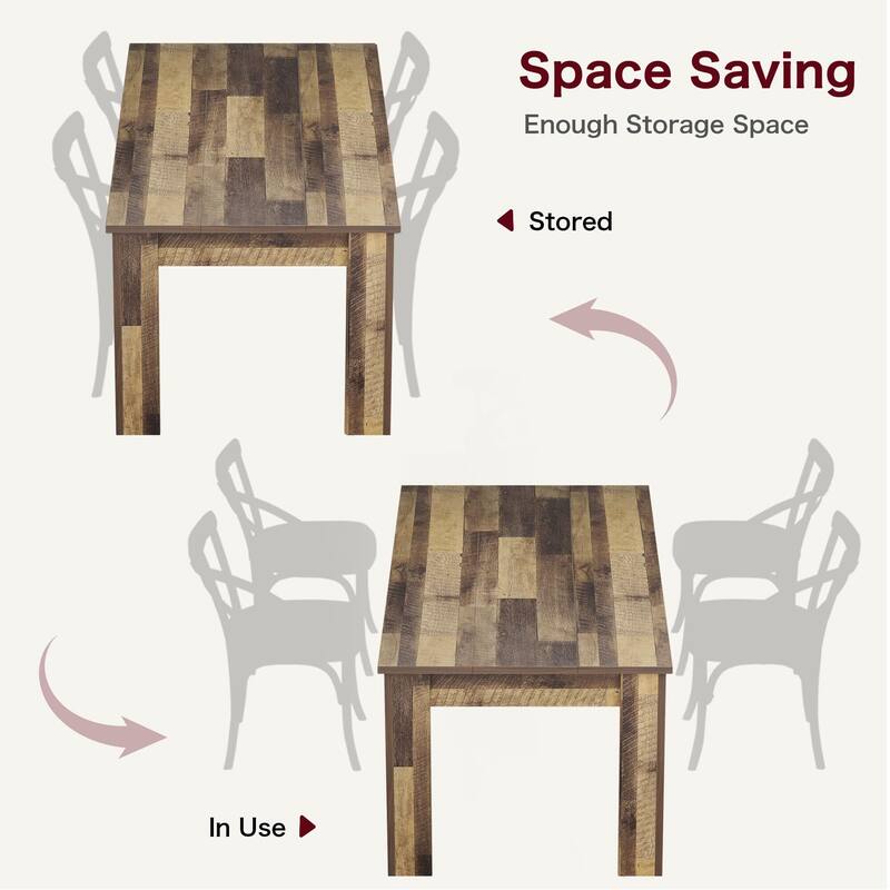 63" Wood Farmhouse Dining Table, for 4-6