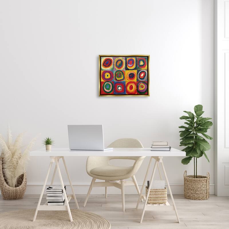Stupell Modern Circle Shapes Aligned Abstract Swirl Pattern Floater Frame, Design by Wassily Kandinsky