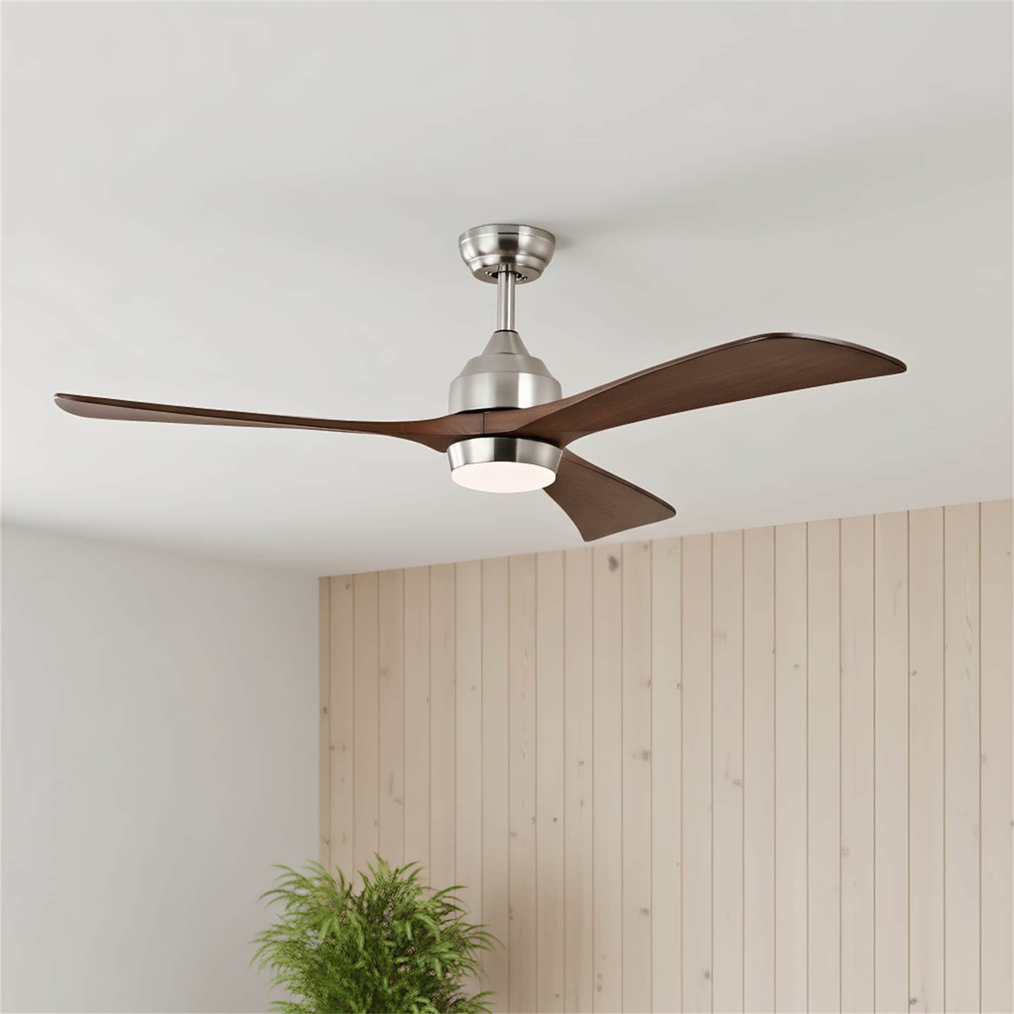 52" Solid Wood Blades Ceiling Fan with Lights Remote Control