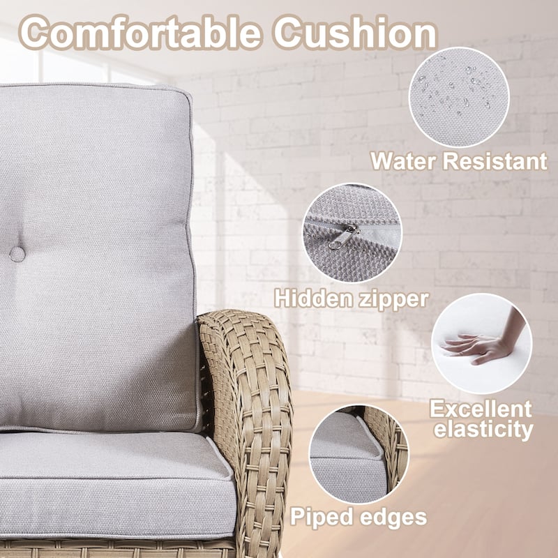 Pocassy 3-Piece Outdoor Rocking Chairs with Side Table Patio Rocker Chairs Bistro Set