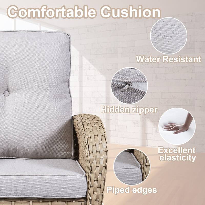 Rattan Wicker Rocker Chair Grey - Blue - Light Grey