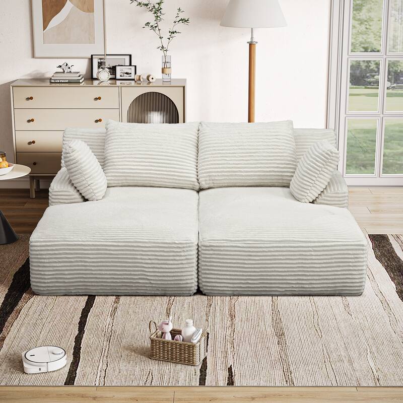 77.8" Oversized Double Chaise Lounge, Cloud Plush Sofa Bed, Upholstered Sleeper Chair, No Assembly Required