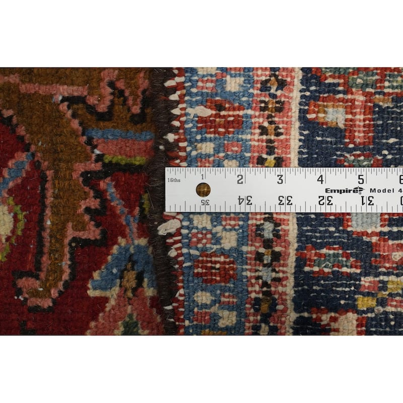 Hand Knotted Oriental 100% Wool Carpet Traditional Floral Red Heriz (serapi) Area Rug - 10' 5'' X 7' 2''