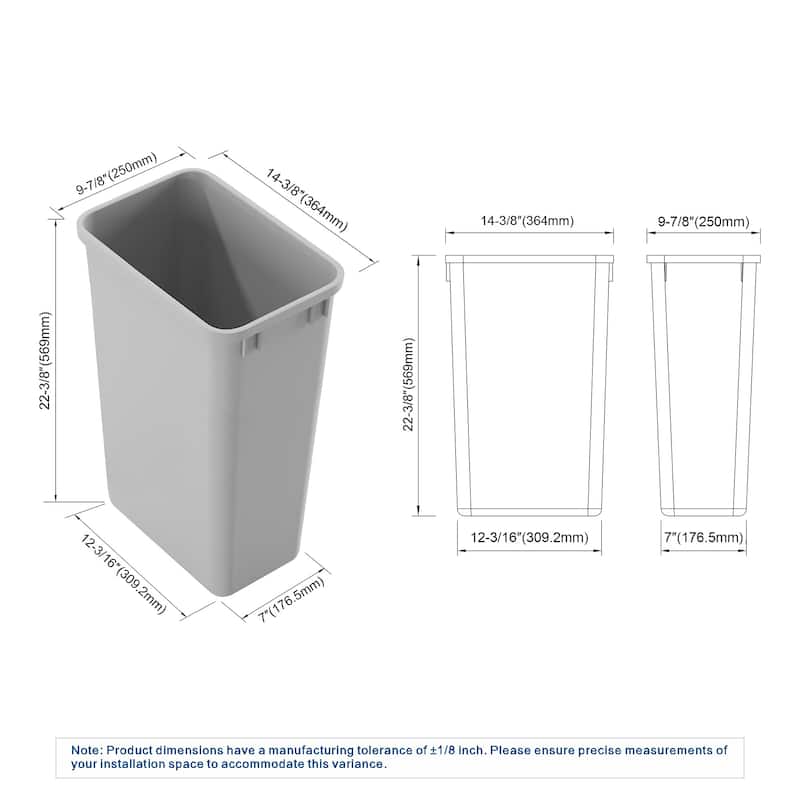 Dowell 50 Quart/12.5 Gallon Wastebasket Trash Container - Plastic, Stackable