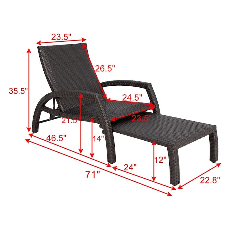 Aluminum Lounger Outdoor Wicker Convertible Chaise Lounge