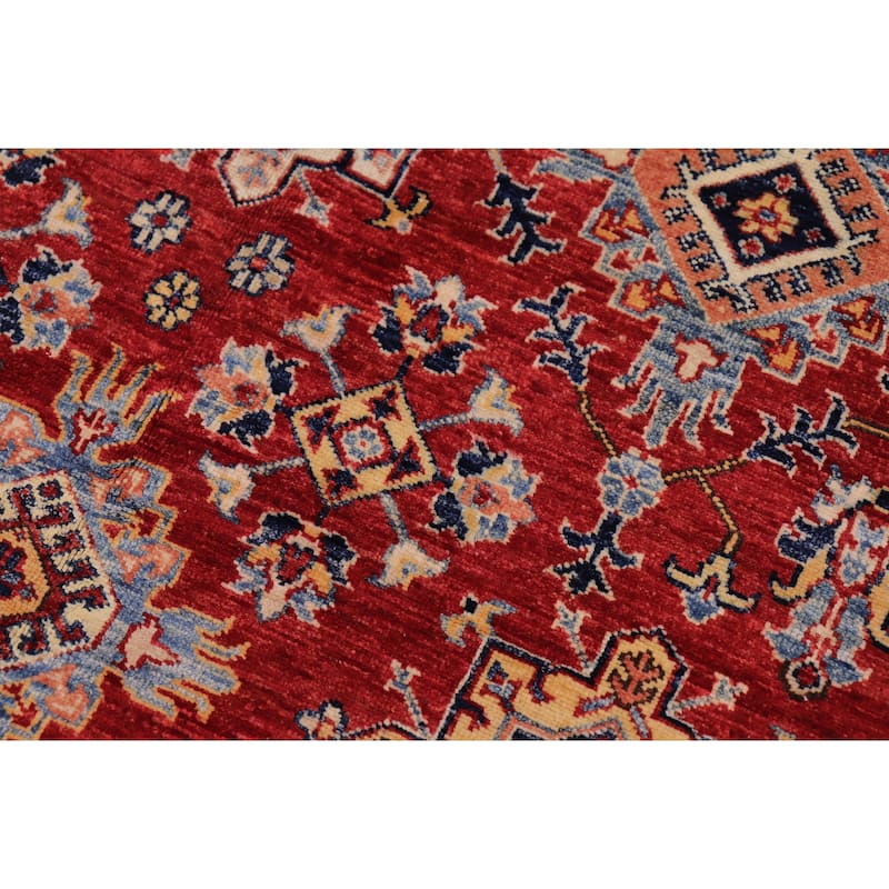 Tribal Super Kazak Finnegan Red/Beige Hand Knotted Wool Rug - 5'7'' x 8'9''
