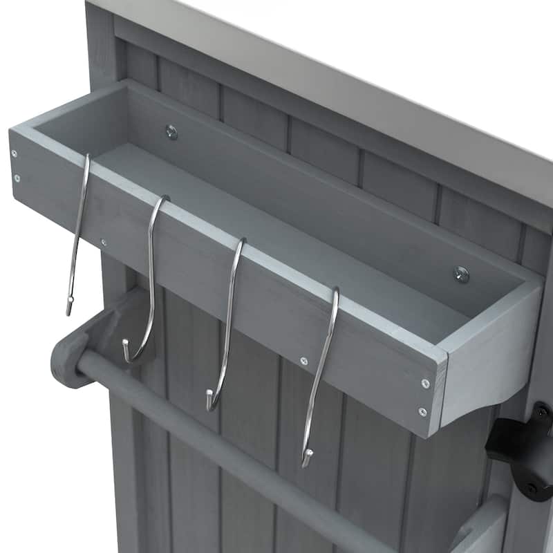 Kitchen Island with Foldable Grill Table, Grill Cart with Trash Can Storage, Stainless Steel Top Pizza Oven Table for Outdoor