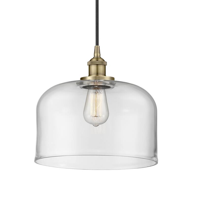 Innovations Lighting 616-1PH-12-12-L Bell Pendant Bell 12" Wide - Antique Brass / Clear
