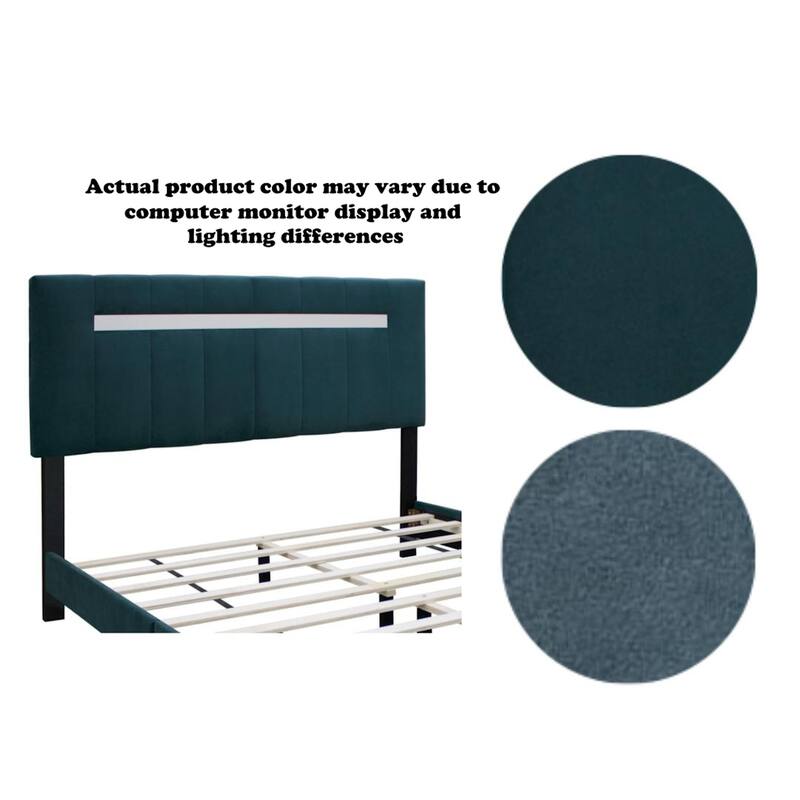 Modern Adjustable Velvet Upholstered Bed