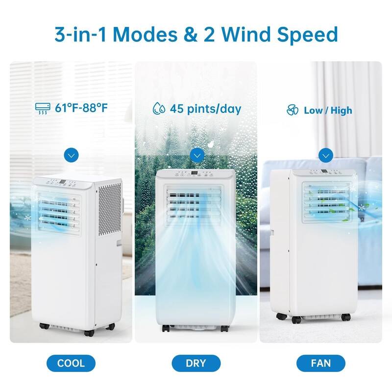 8000 BTU Portable Air Conditioner Window Kit for Rooms