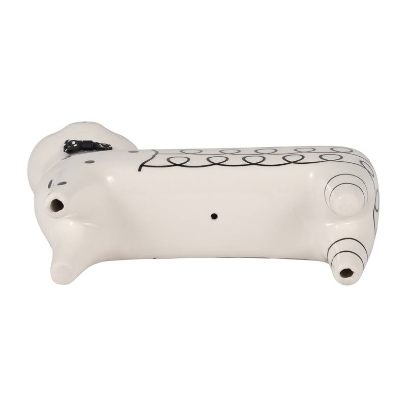 Sagebrook Home Ceramic White Novelty Swirls Cat, Accent Piece Sculpture Home Decor Collectible