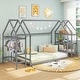 preview thumbnail 8 of 18, Twin Size Montessori Floor House Bed with Detachable Storage Shelves and Clothes Hanging Rack